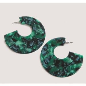 Emerald Green Acrylic Statement Hoop Earrings